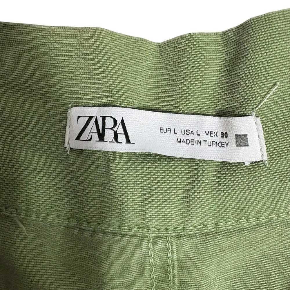 ZARA Paperbag High Waist Belted Cargo Pants in Army Green Size Large — WOW!!!
